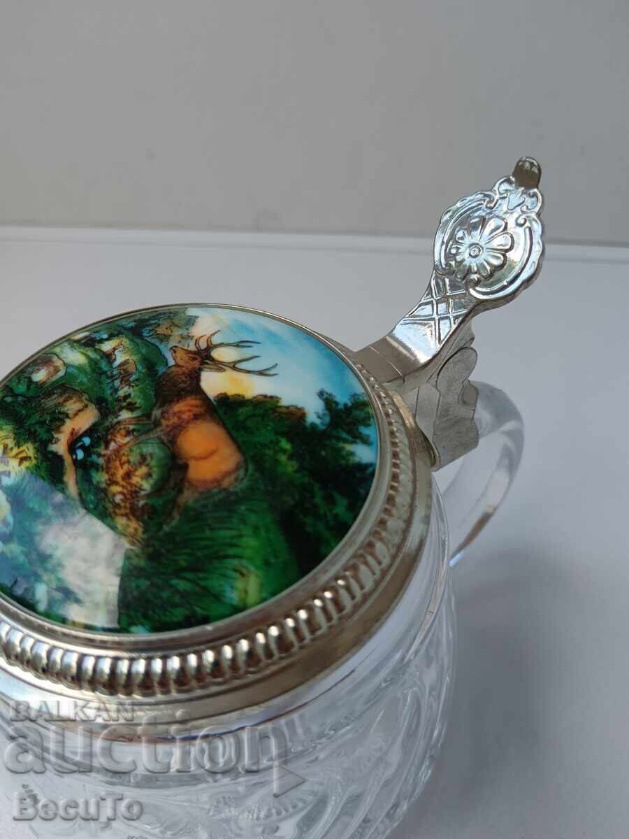 BMF Mug, marking, brass lid, hunting motifs - 5 BMF Mug, marking, brass lid, hunting motifs - 5