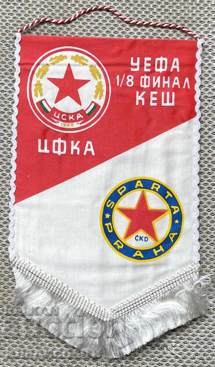 Steag rar de fotbal UEFA 1/8 de finală Cupa Campionilor Europeni ȚSKA-Sparta Praga Steag rar de fotbal UEFA 1/8 de finală Cupa Campionilor Europeni ȚSKA-Sparta Praga