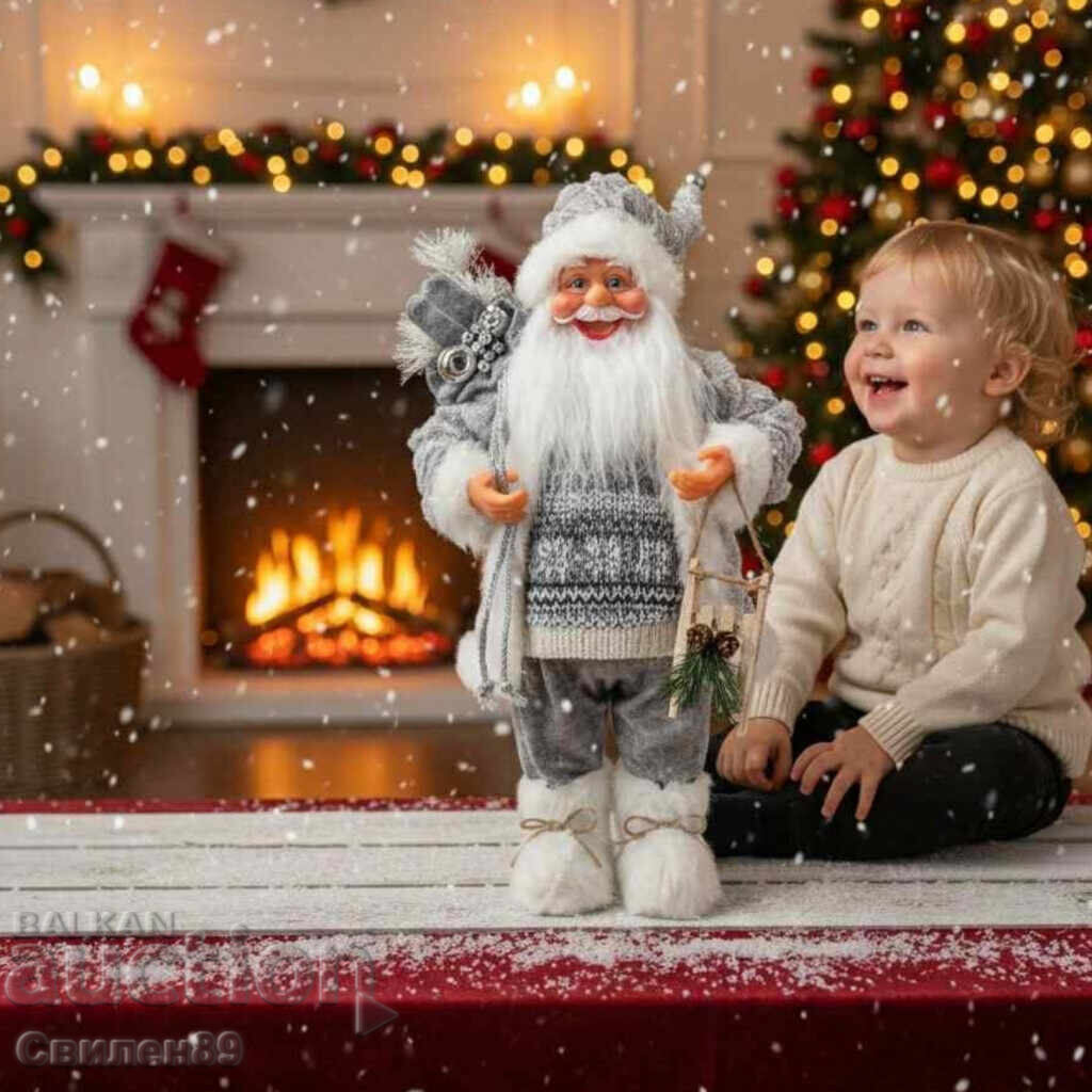 Decorative Santa Claus in gray - coziness, warmth and festive spirit Decorative Santa Claus in gray - coziness, warmth and festive spirit