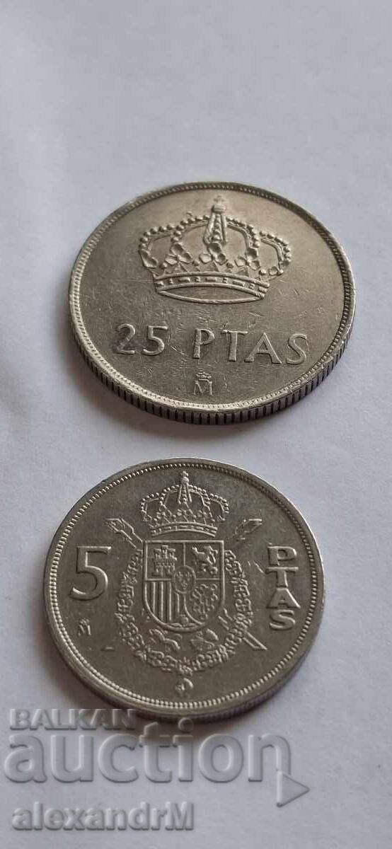 5 and 25 Pesetas 1983, Spain 5 and 25 Pesetas 1983, Spain
