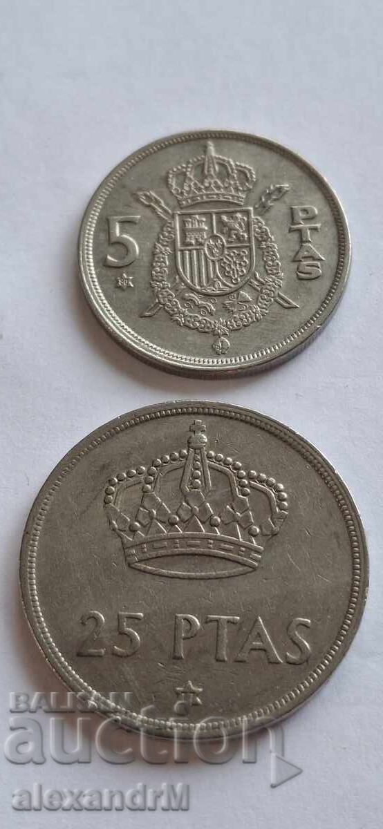 5 και 25 πεσέτες 1975, Ισπανία