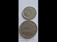 5 and 25 Pesetas 1975, Spain