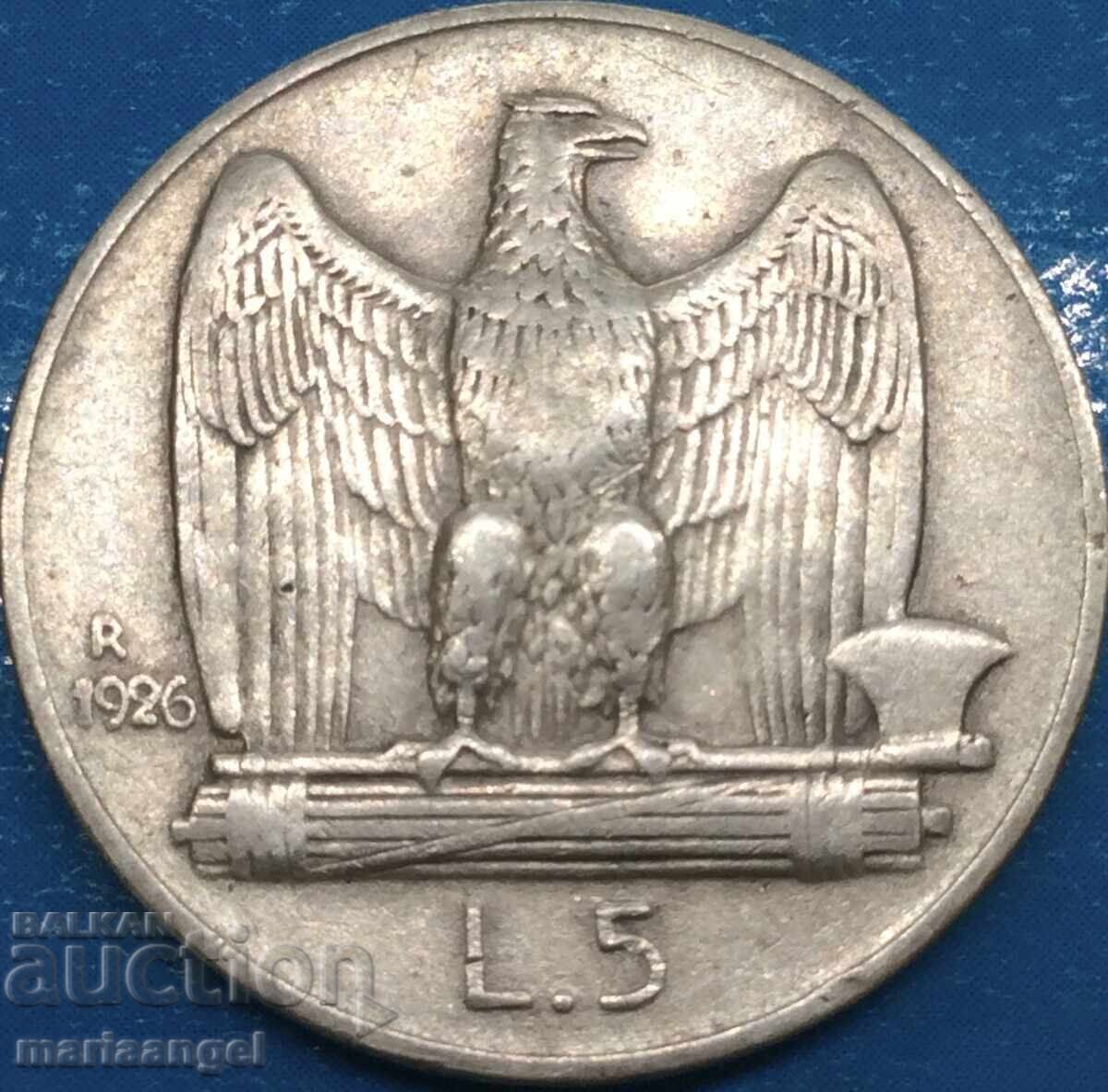 Auction 5 Lira 1926 Italy Silver - Rare Year 1 Auction 5 Lira 1926 Italy Silver - Rare Year 1