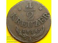 1/2 Kreuzer 1816 Αυστρία Α - Βιέννη 22mm χάλκινο