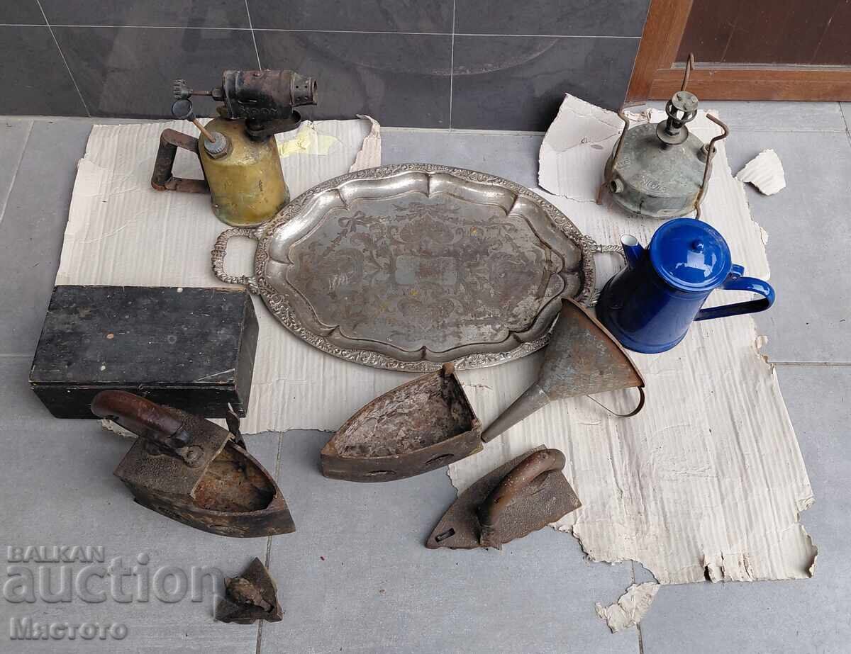 Lot Vintage Iron, Tray, and More Lot Vintage Iron, Tray, and More