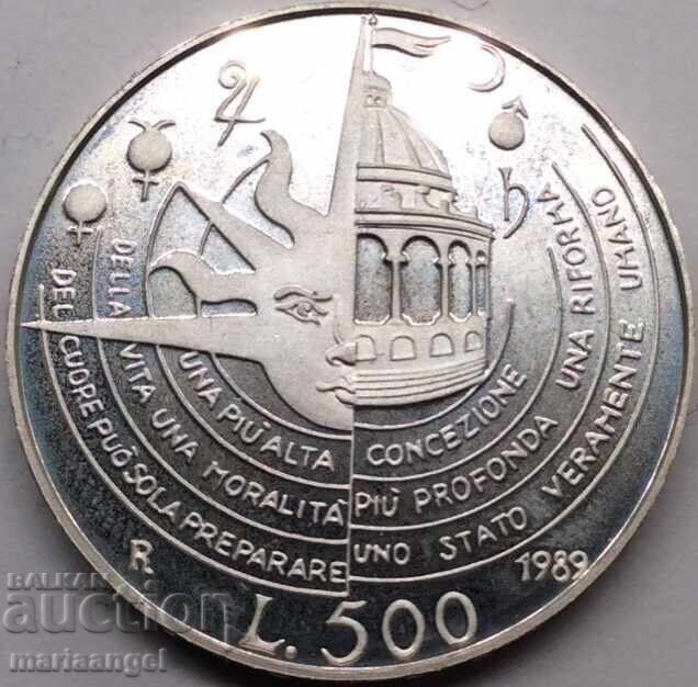 Delivery of 500 Lire 1989 Italy UNC PROOF Campanella Silver Delivery of 500 Lire 1989 Italy UNC PROOF Campanella Silver