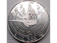 500 Lire 1989 Italy UNC PROOF Campanella Silver