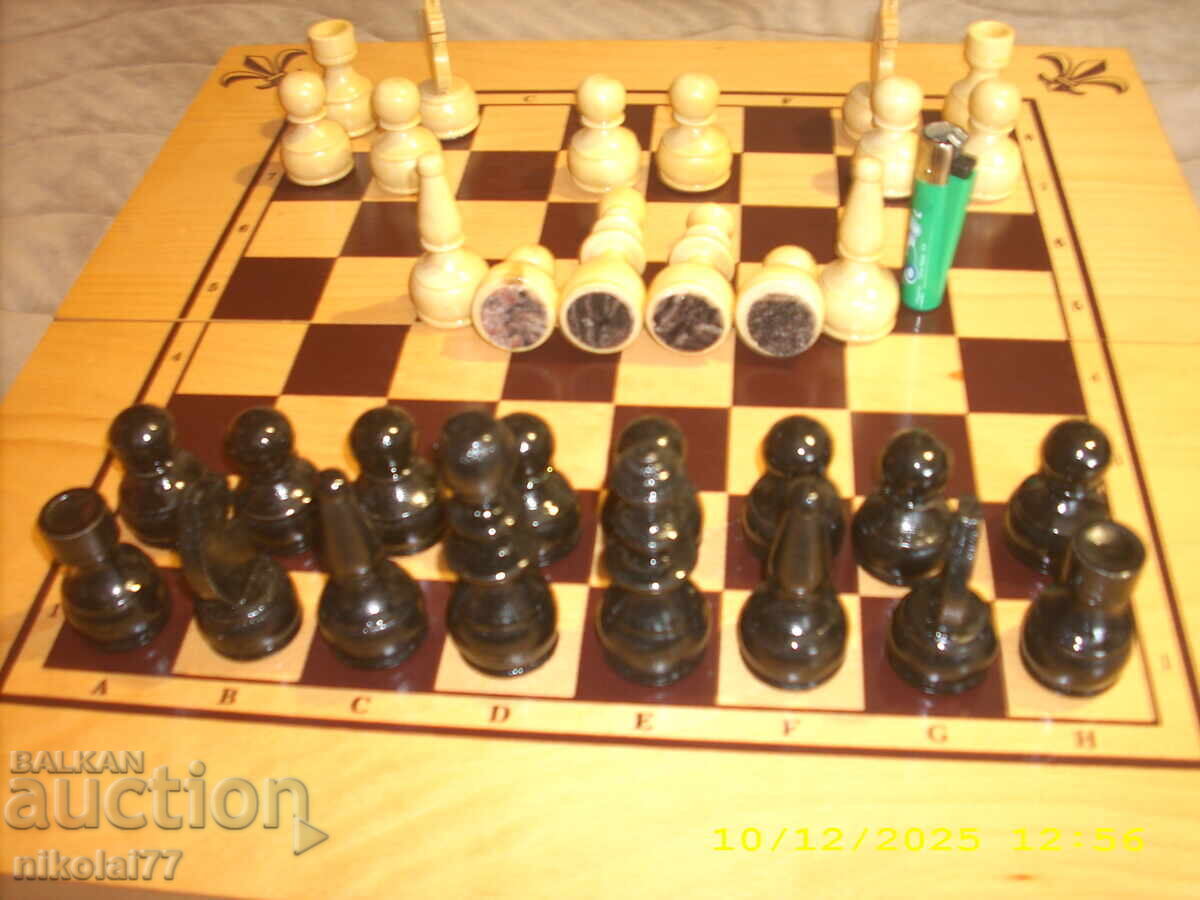 Custom wooden social chess board, wooden figures, checkers 49x49cm - 5