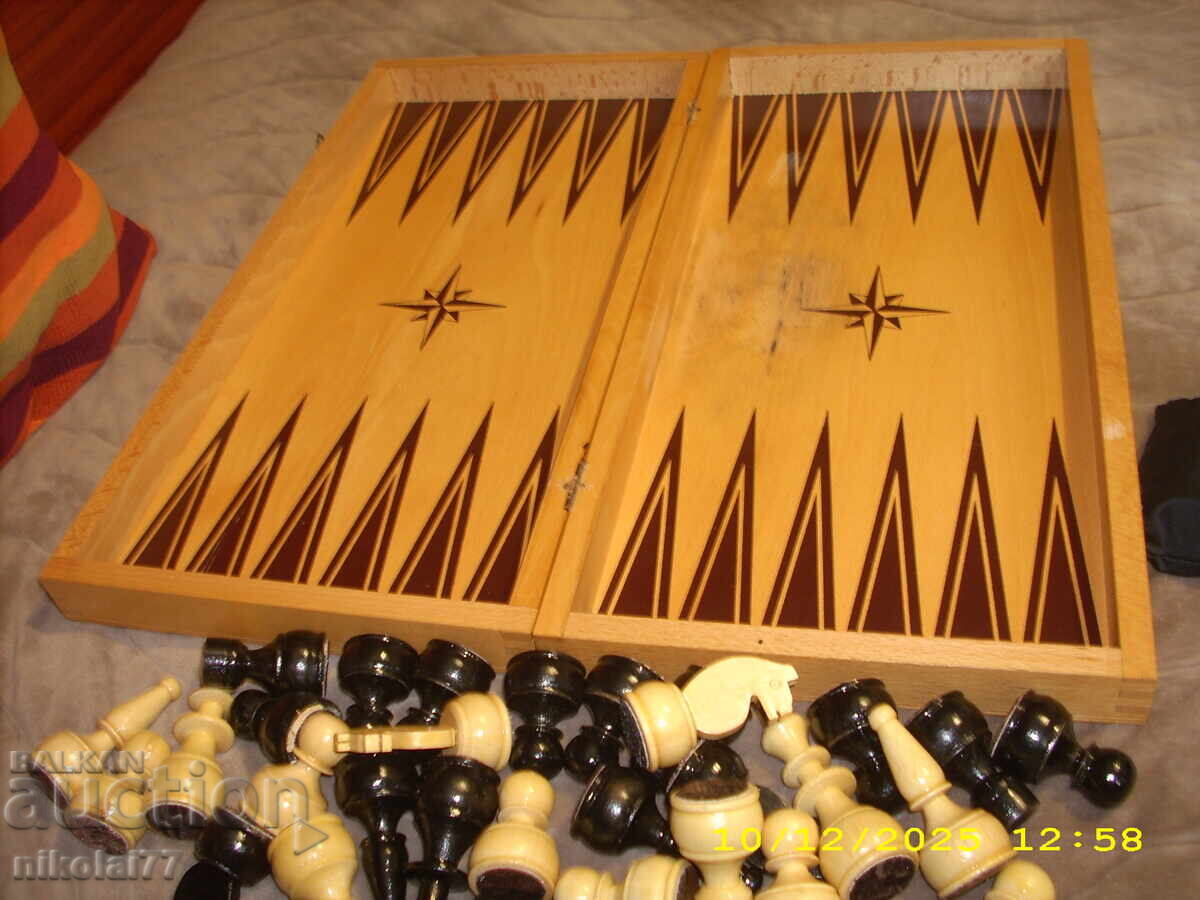 Custom wooden social chess board, wooden figures, checkers 49x49cm - 6