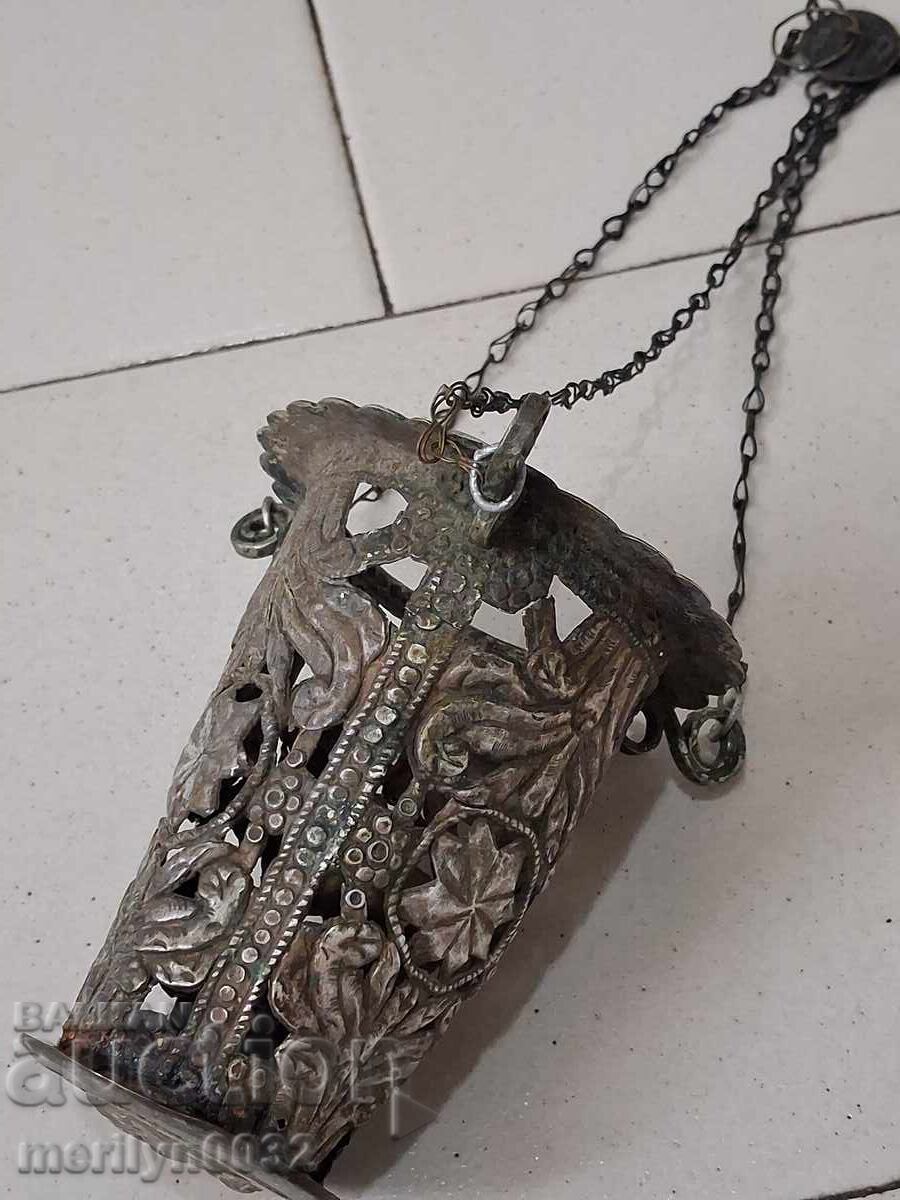 Αναγεννησιακό ασημένιο οικιακό καντήλι ασήμι σταυρός Αναγεννησιακό ασημένιο οικιακό καντήλι ασήμι σταυρός