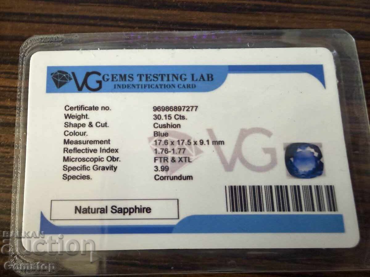 ΒΖΤ! 30.15 καρατίων φυσικό ζαφείρι cushion πιστοποιημένο VGTL από 1st! - 7 ΒΖΤ! 30.15 καρατίων φυσικό ζαφείρι cushion πιστοποιημένο VGTL από 1st! - 7