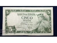Spain, Испания , 5 песети 1954 г, VF/XF