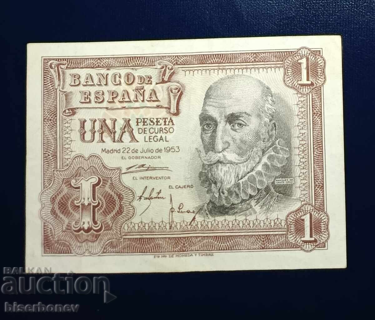 Spain, Испания , 1 песета 1953 г, VF/XF Spain, Испания , 1 песета 1953 г, VF/XF