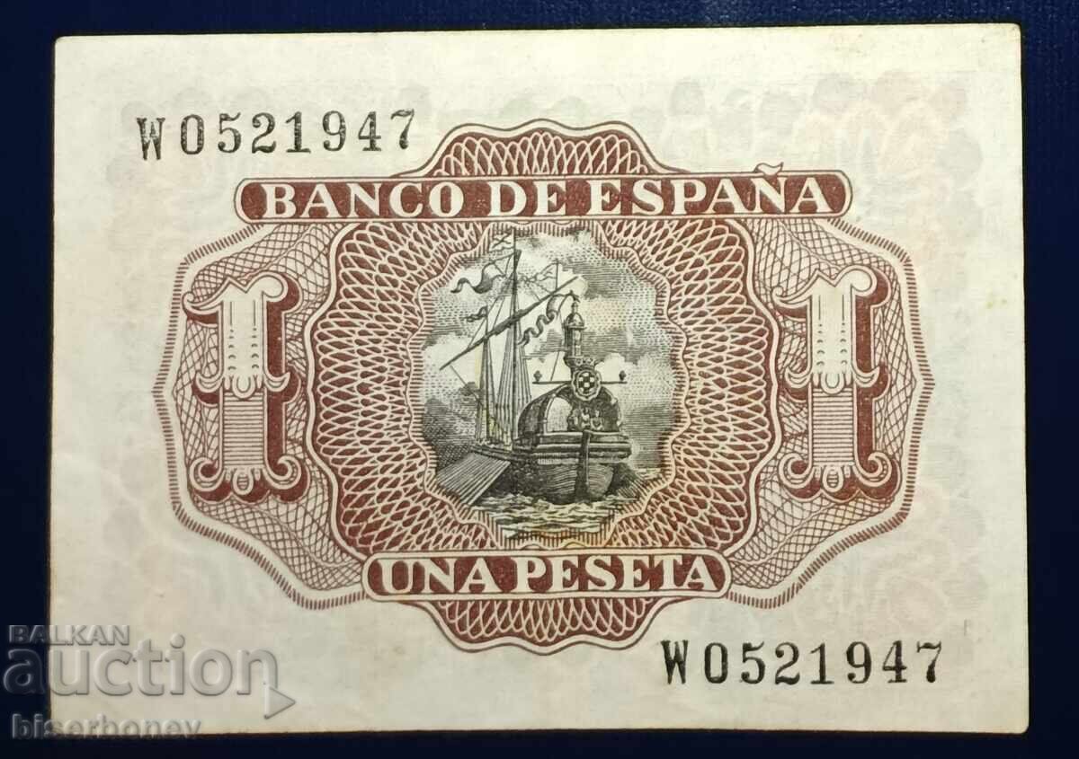 Spania, Spania, 1 pesetă 1953, VF/XF cu preț € 2.56 | 5.01 BGN