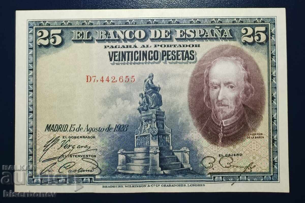 Spain, Испания , 25 песети 1928 г, VF++
