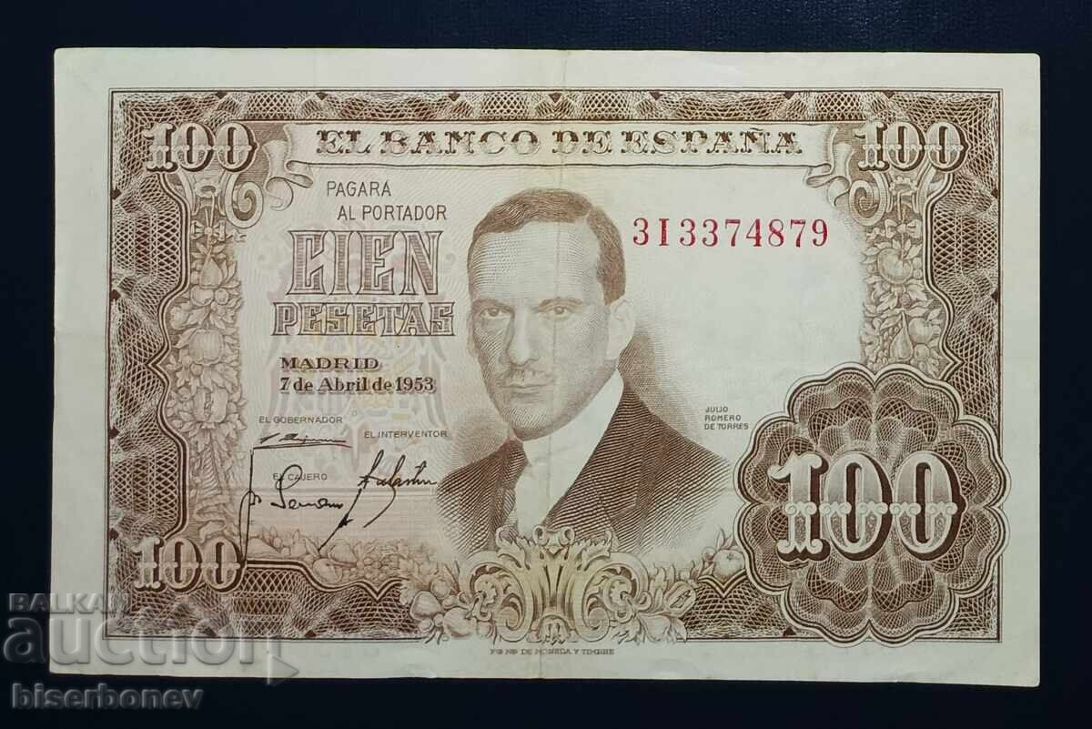 Spain, Spain, 100 Pesetas 1953, VF Spain, Spain, 100 Pesetas 1953, VF