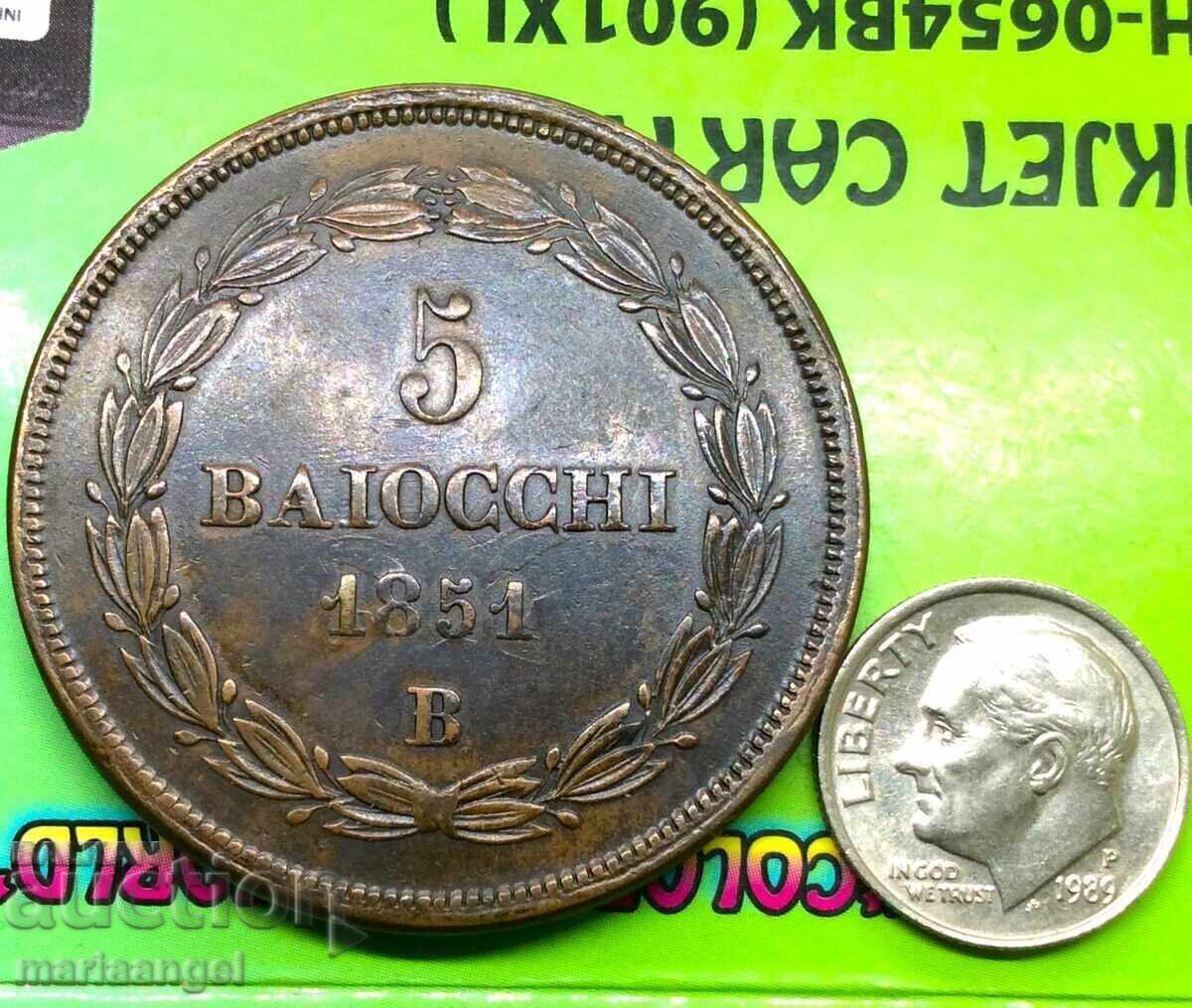 5 baĭochi 1851 Βατικανό 40mm 40,95g Πίος IX χάλκινος με τιμή 119.00 BGN | € 60.84 5 baĭochi 1851 Βατικανό 40mm 40,95g Πίος IX χάλκινος με τιμή 119.00 BGN | € 60.84