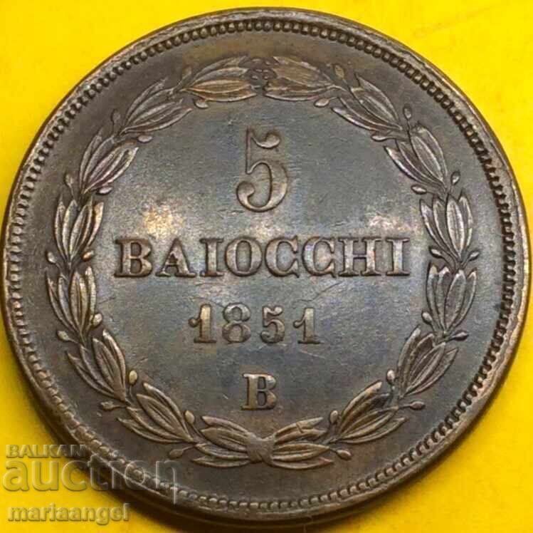 5 baiocchi 1851 Vatican 40mm 40,95g Pius IX bronz cu preț € 60.00 | 117.35 BGN