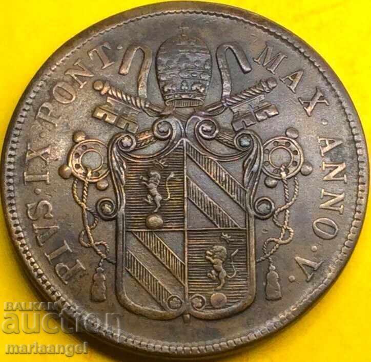 Licitație 5 baiocchi 1851 Vatican 40mm 40,95g Pius IX bronz
