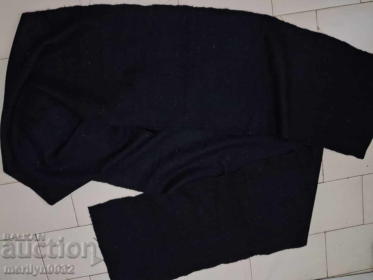 Roll of old hand-woven woolen fabric 4/0.38m black broadcloth - 5 Roll of old hand-woven woolen fabric 4/0.38m black broadcloth - 5