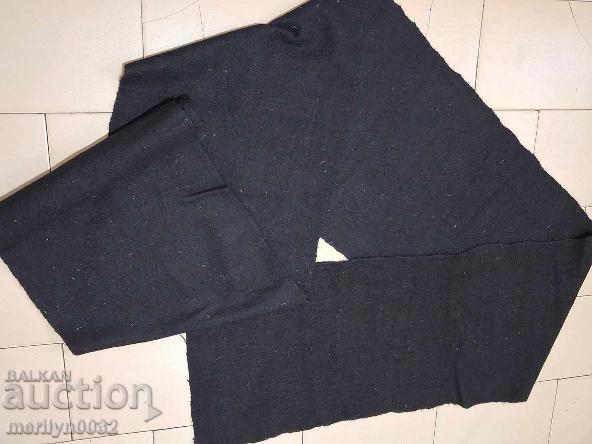 Roll of old hand-woven woolen fabric 4/0.38m black broadcloth - 6 Roll of old hand-woven woolen fabric 4/0.38m black broadcloth - 6