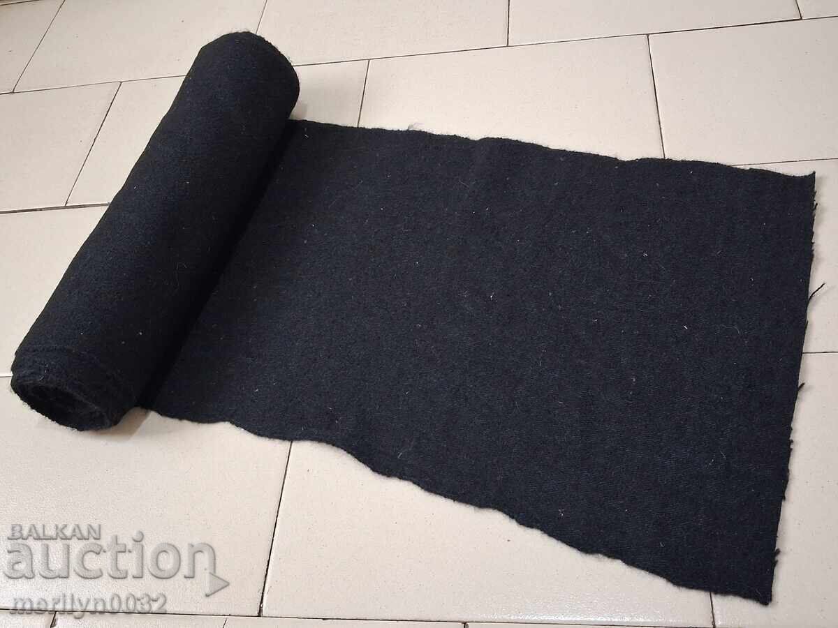 Roll of old hand-woven woolen fabric 4/0.38m black broadcloth Roll of old hand-woven woolen fabric 4/0.38m black broadcloth