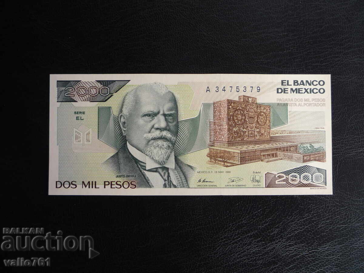MEXICO 2000 2,000 PESOS 1989 NEW UNC