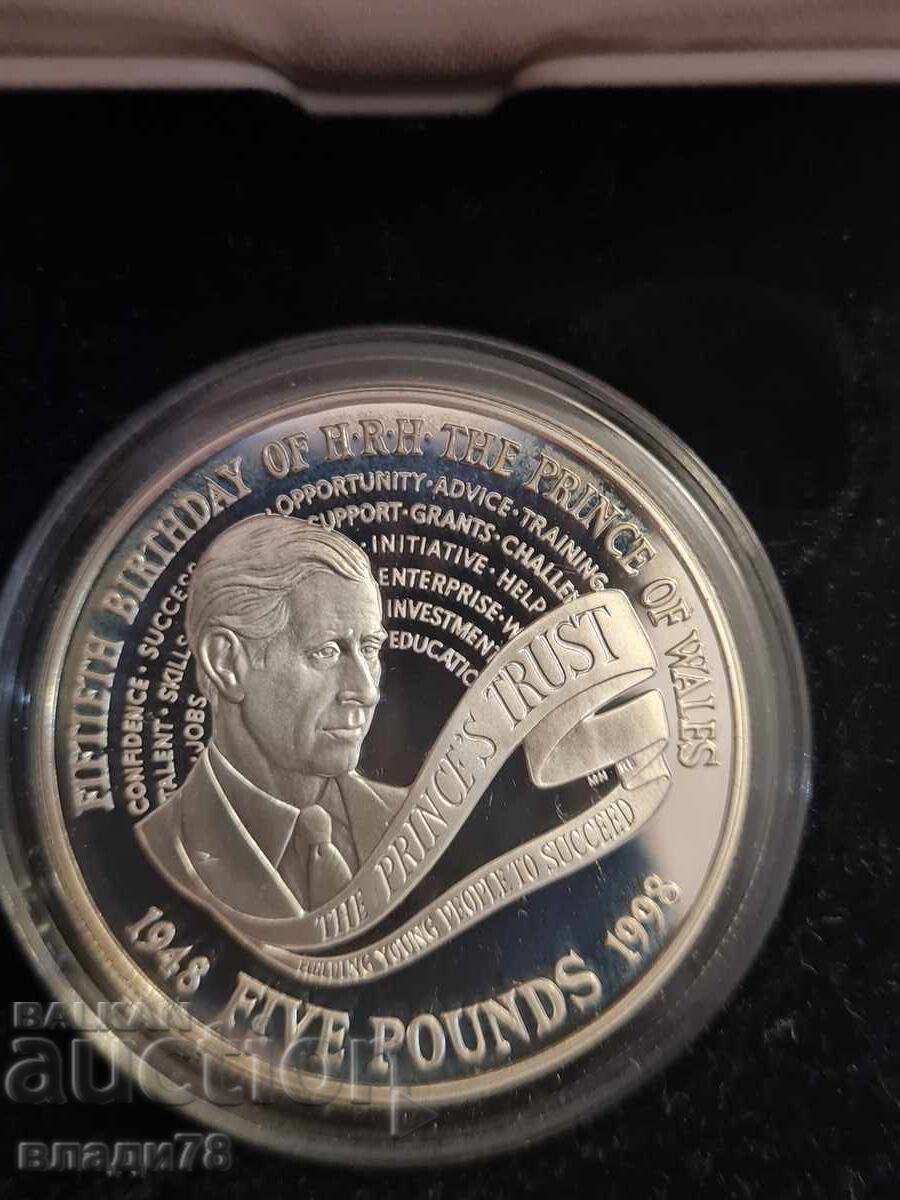 Ασημένιο νόμισμα 5 λιρών 1998 με τιμή 120.00 BGN | € 61.36 Ασημένιο νόμισμα 5 λιρών 1998 με τιμή 120.00 BGN | € 61.36