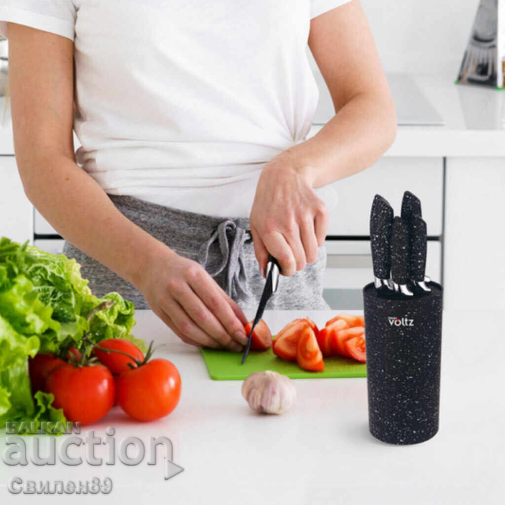 Σετ μαχαιριών Voltz με μαρμάρινη επίστρωση και βάση – Στυλ, ο - 5 Σετ μαχαιριών Voltz με μαρμάρινη επίστρωση και βάση – Στυλ, ο - 5