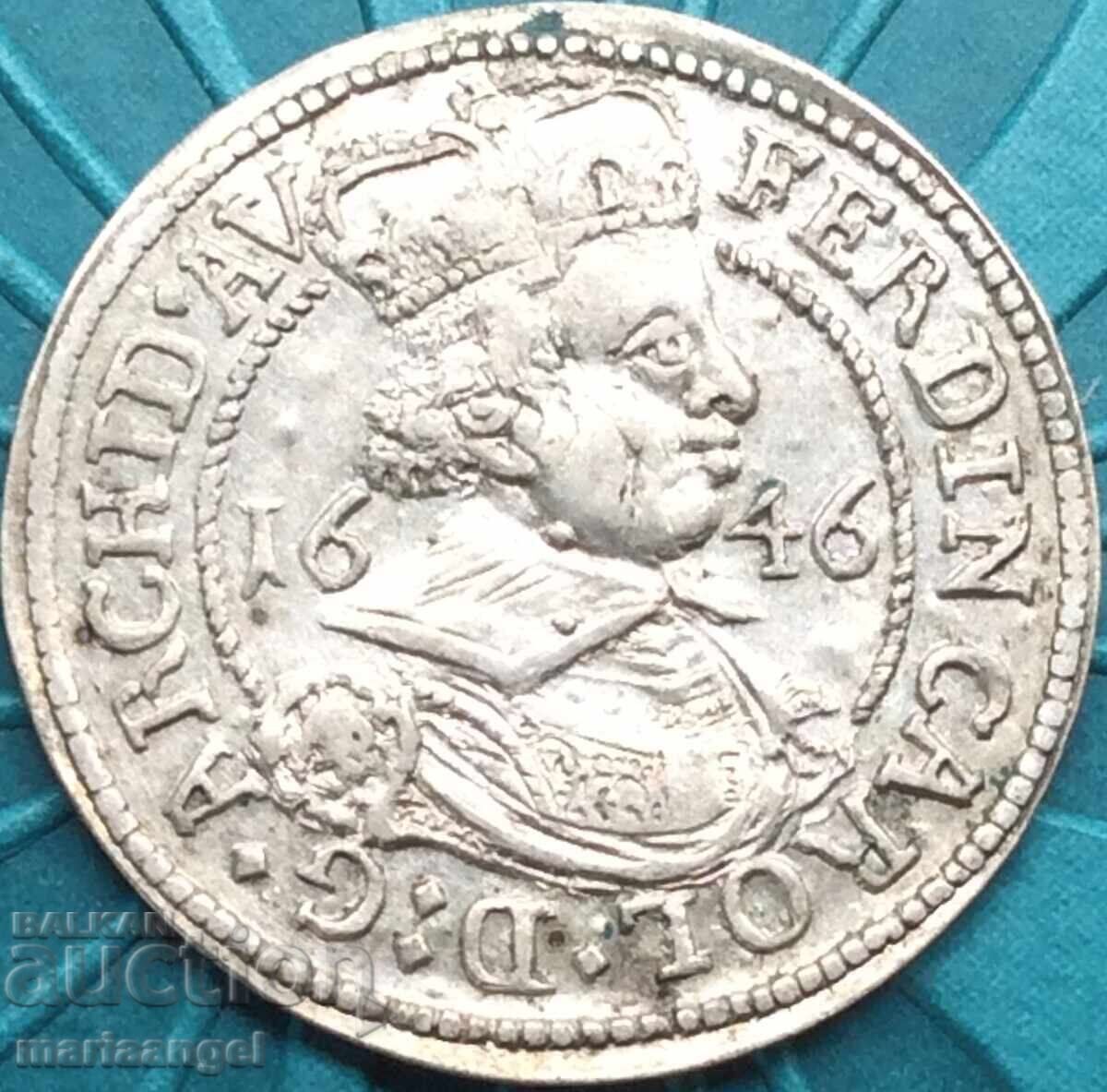 Αυστρία 3 Κρόιτσερ 1646 Φερδινάνδος Κάρολος Τιρόλο ασήμι