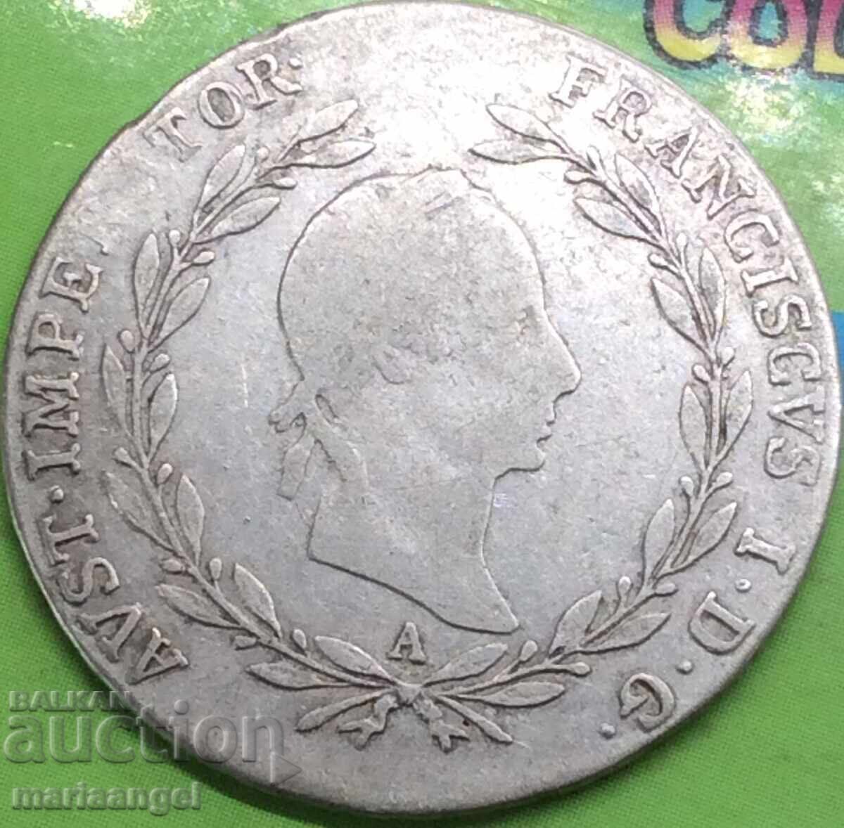 20 кройцера 1830 Австрия А - Вена сребро - рядка с цена 45.00 лв. | € 23.01 20 кройцера 1830 Австрия А - Вена сребро - рядка с цена 45.00 лв. | € 23.01