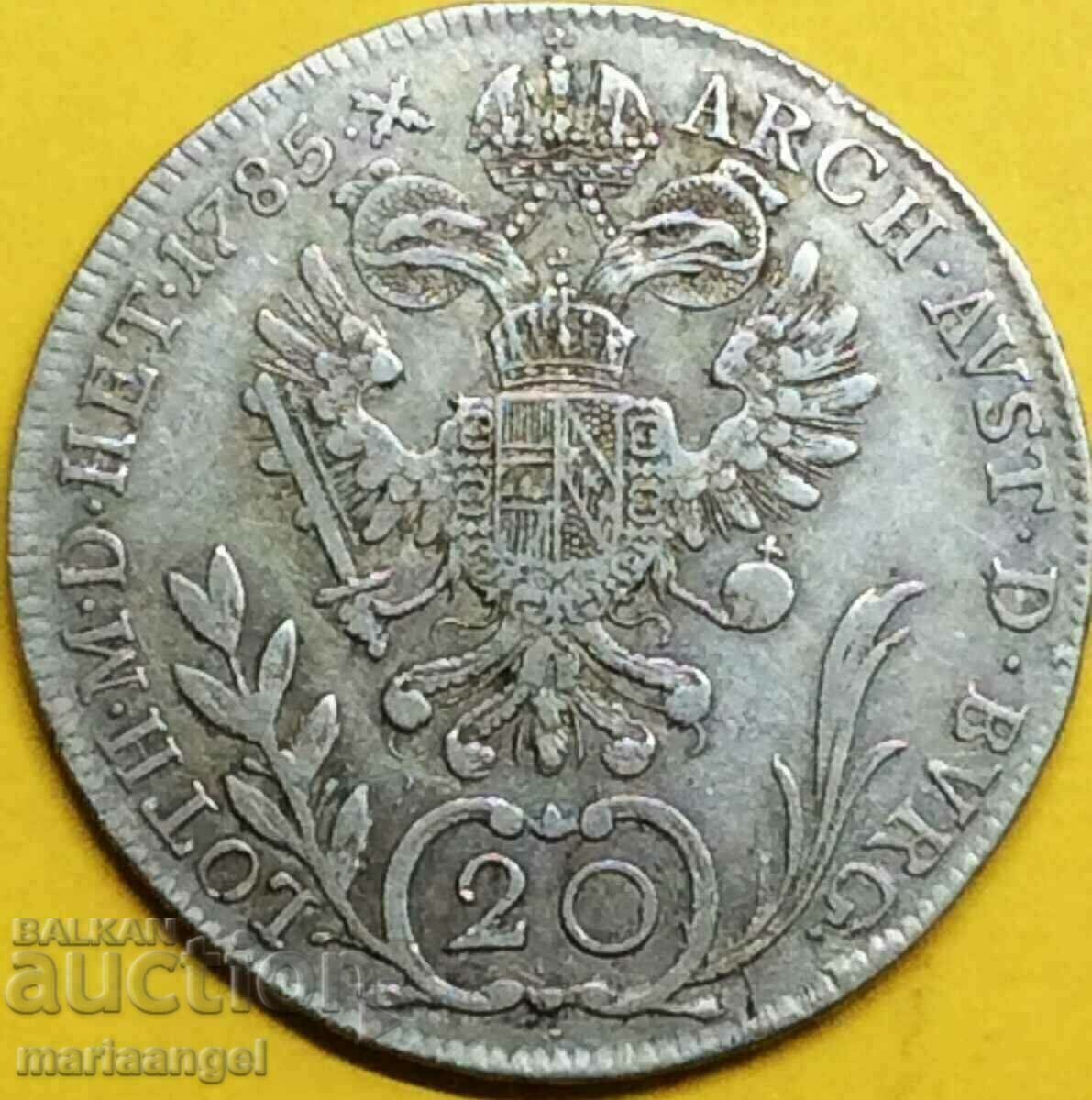 Austria 20 Kreuzer 1785 A - Vienna Joseph II 29 mm silver with price 42.00 BGN | € 21.47 Austria 20 Kreuzer 1785 A - Vienna Joseph II 29 mm silver with price 42.00 BGN | € 21.47