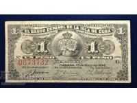 Cuba, Cuba, Spanish possession, 1 peso 1896, VF+