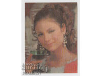 Στερεοσκοπική κάρτα 3D που αναβοσβήνει κυρία με ποτήρι /7032