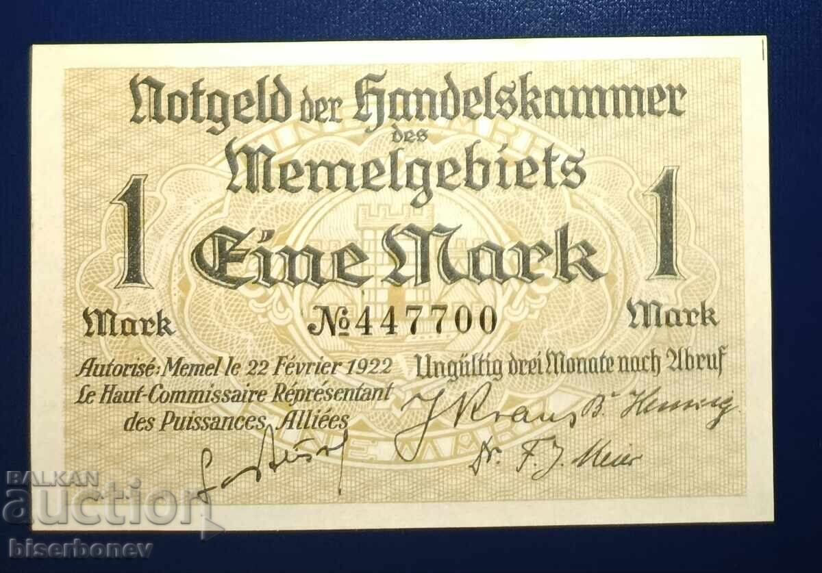 Μέμελ, Memel/Κλάιπεντα/ Λιθουανία, 1 μάρκο, 1922, UNC Μέμελ, Memel/Κλάιπεντα/ Λιθουανία, 1 μάρκο, 1922, UNC