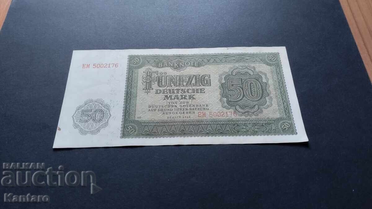 Τραπεζογραμμάτιο - ΓΕΡΜΑΝΙΑ / ΛΔΓ / - 50 μάρκα - 1948 με τιμή 15.00 BGN | € 7.67 Τραπεζογραμμάτιο - ΓΕΡΜΑΝΙΑ / ΛΔΓ / - 50 μάρκα - 1948 με τιμή 15.00 BGN | € 7.67