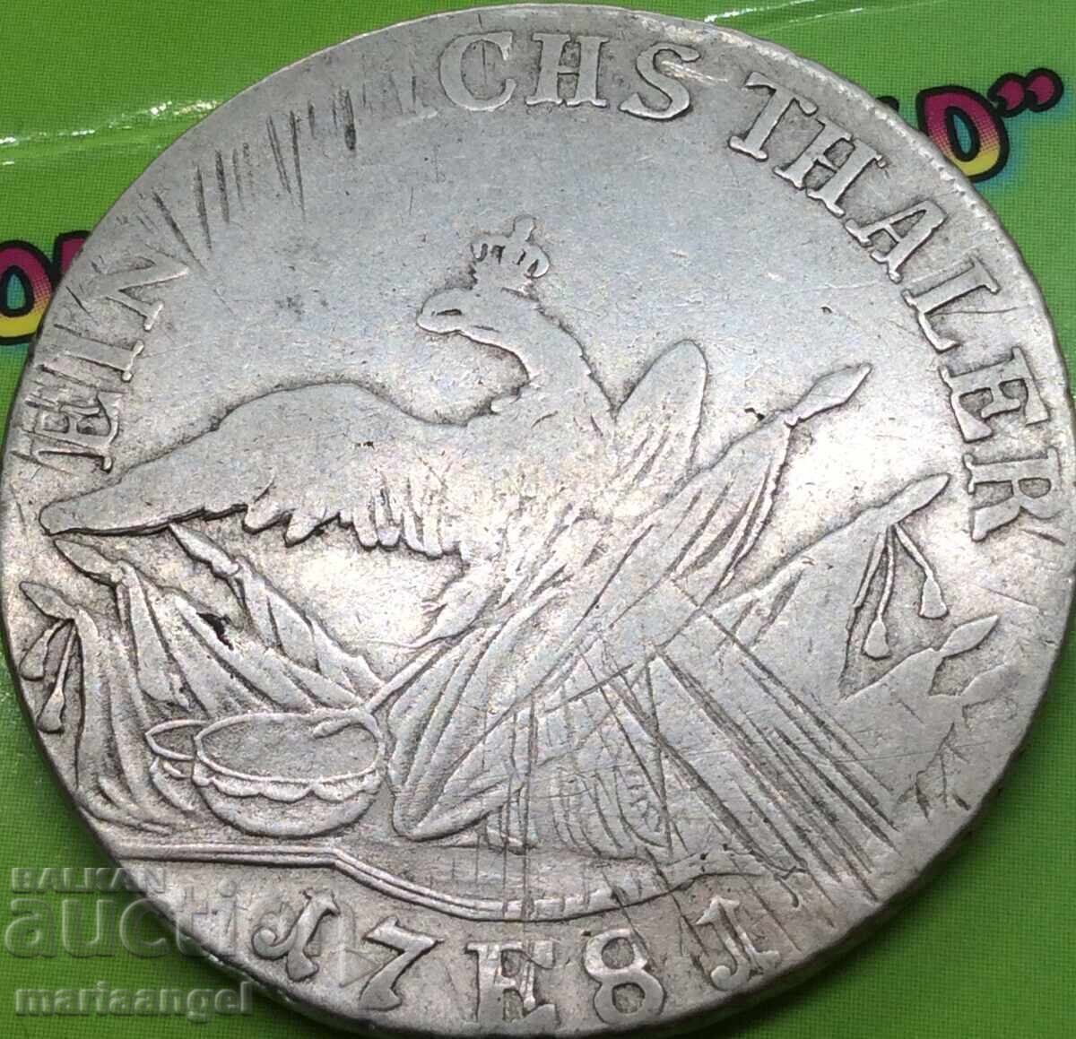 Thaler 1781 E - Königsberg Prussia Germany Friedrich the Great Ag Thaler 1781 E - Königsberg Prussia Germany Friedrich the Great Ag