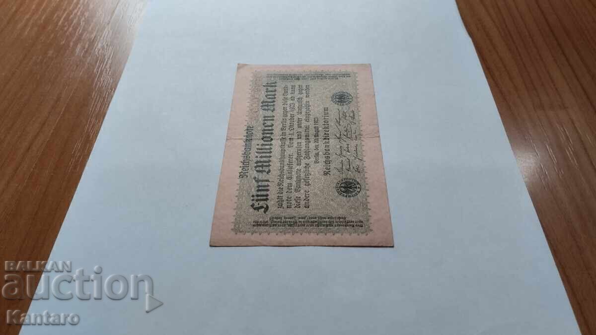 Auction Banknote - GERMANY - 5,000,000 marks - 1923 Auction Banknote - GERMANY - 5,000,000 marks - 1923