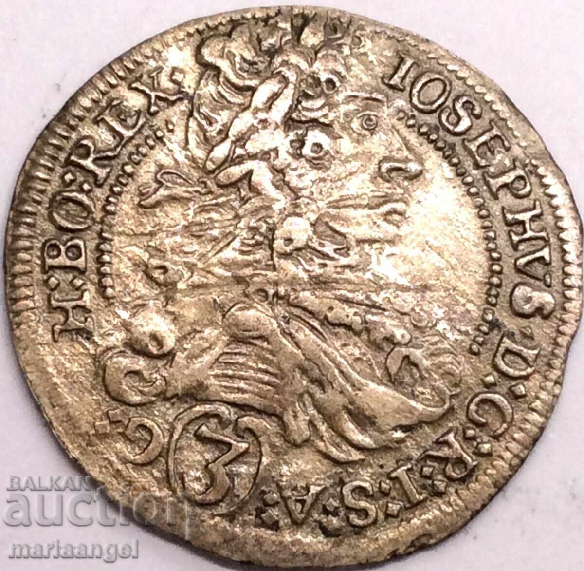 3 кройцера 1711 Австрия Йозеф I 1705-1711 Св. Вайт - минт Ag