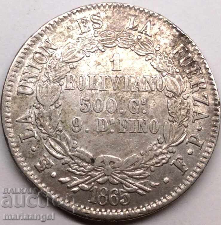 Βολιβία 1865 1 μπολιβιάνο 24,85 g ασήμι - εξαιρετικά σπάνιο με τιμή 96.00 BGN | € 49.08 Βολιβία 1865 1 μπολιβιάνο 24,85 g ασήμι - εξαιρετικά σπάνιο με τιμή 96.00 BGN | € 49.08