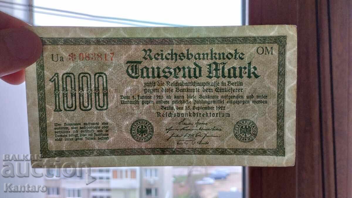 Τραπεζογραμμάτιο - ΓΕΡΜΑΝΙΑ - 1000 μάρκα - 1922 - 7 Τραπεζογραμμάτιο - ΓΕΡΜΑΝΙΑ - 1000 μάρκα - 1922 - 7
