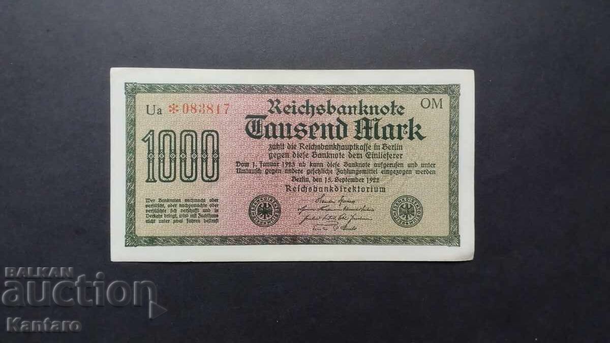 Τραπεζογραμμάτιο - ΓΕΡΜΑΝΙΑ - 1000 μάρκα - 1922 Τραπεζογραμμάτιο - ΓΕΡΜΑΝΙΑ - 1000 μάρκα - 1922