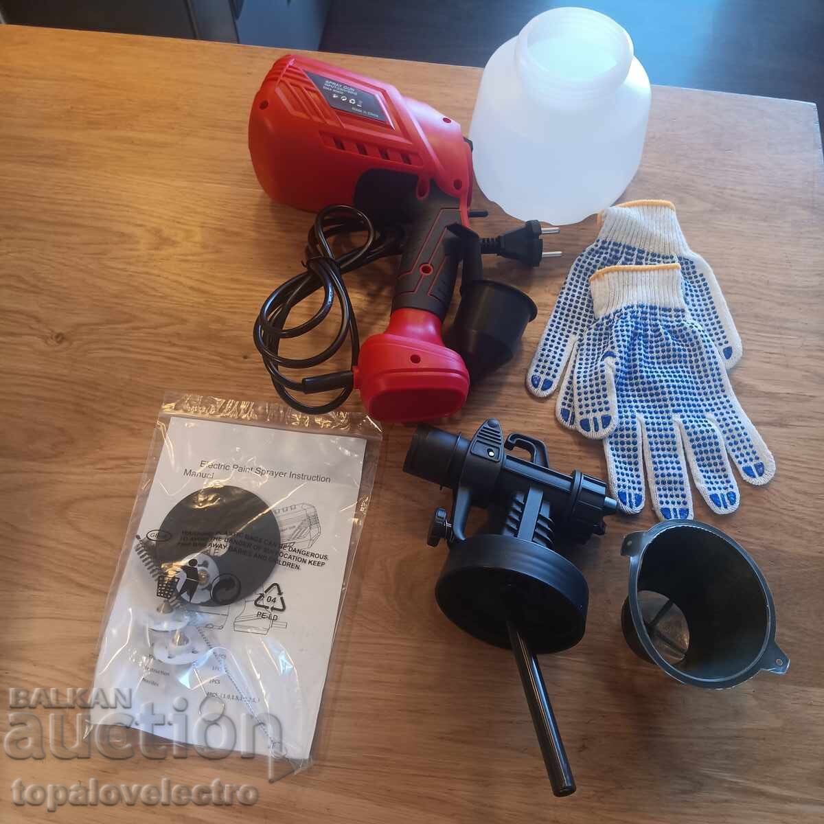 Аукцион НОВ! Електрически пистолет за боядисване 700W, 1200 мл, 4 ме Аукцион НОВ! Електрически пистолет за боядисване 700W, 1200 мл, 4 ме