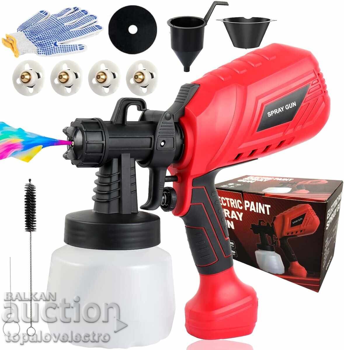 НОВ! Електрически пистолет за боядисване 700W, 1200 мл, 4 ме НОВ! Електрически пистолет за боядисване 700W, 1200 мл, 4 ме