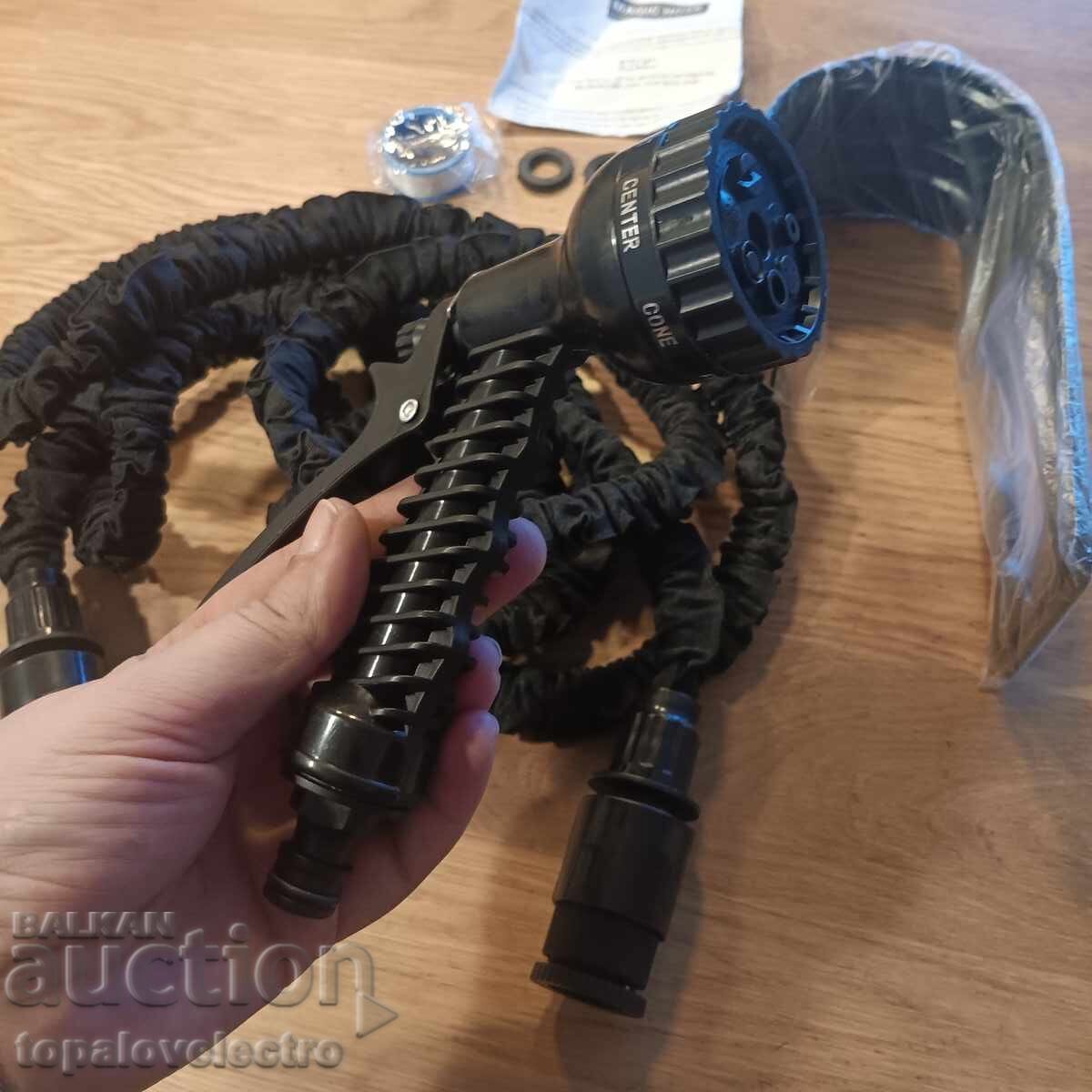 Delivery of NEW! Expandable garden hose 7.5m, with 7 spray patterns Delivery of NEW! Expandable garden hose 7.5m, with 7 spray patterns