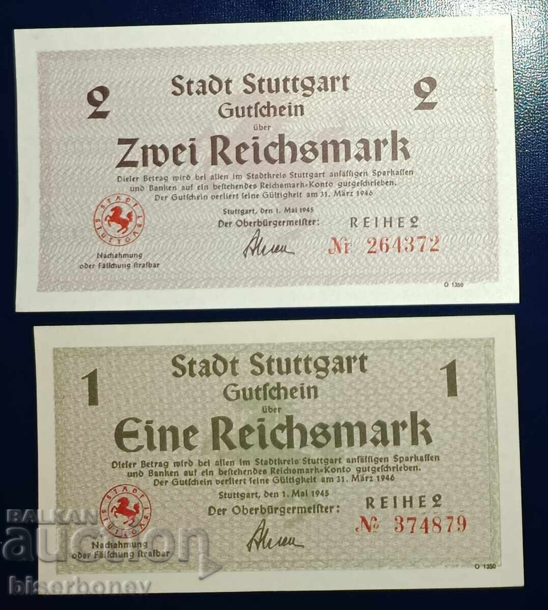 Γερμανία, παρτίδα από 1, 2, 5, 10 και 20 ράιχσμαρκ (Στουτγκάρδη), UNC με τιμή 320.00 BGN | € 163.61