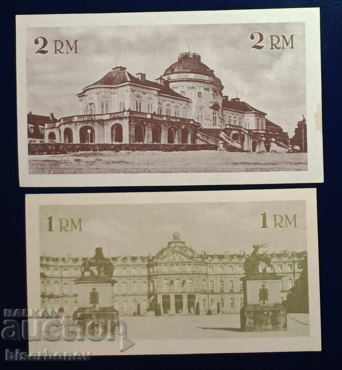 Δημοπρασία Γερμανία, παρτίδα από 1, 2, 5, 10 και 20 ράιχσμαρκ (Στουτγκάρδη), UNC