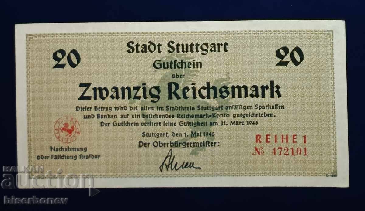 Γερμανία, παρτίδα από 1, 2, 5, 10 και 20 ράιχσμαρκ (Στουτγκάρδη), UNC - 6