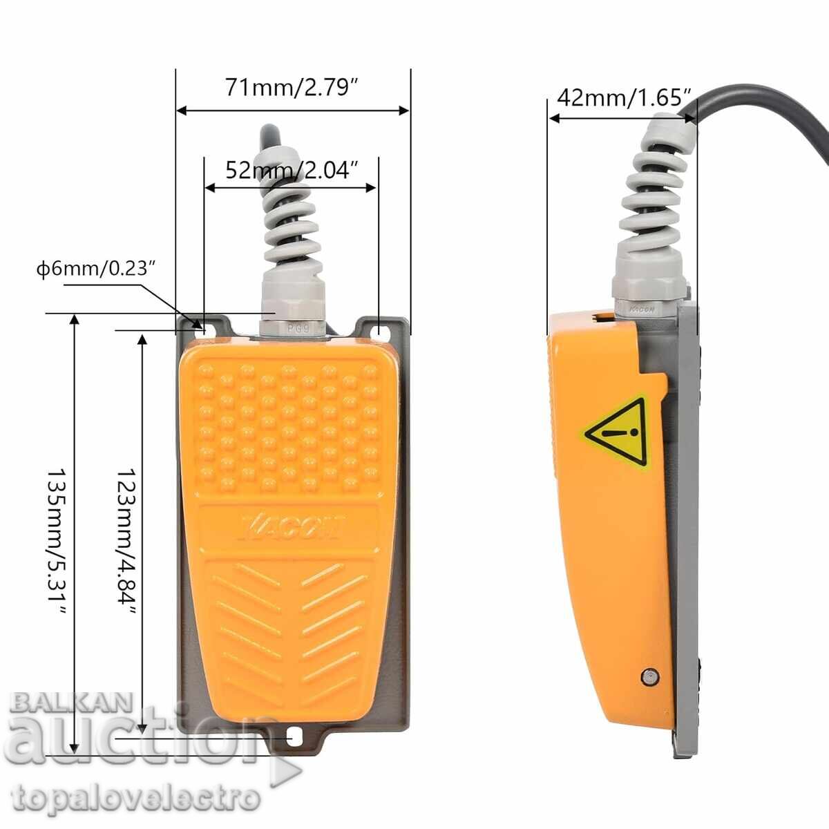 NOU! Întrerupător cu pedală metalic – momentan, rezistent, IP5 cu preț 22.00 BGN | € 11.25 NOU! Întrerupător cu pedală metalic – momentan, rezistent, IP5 cu preț 22.00 BGN | € 11.25