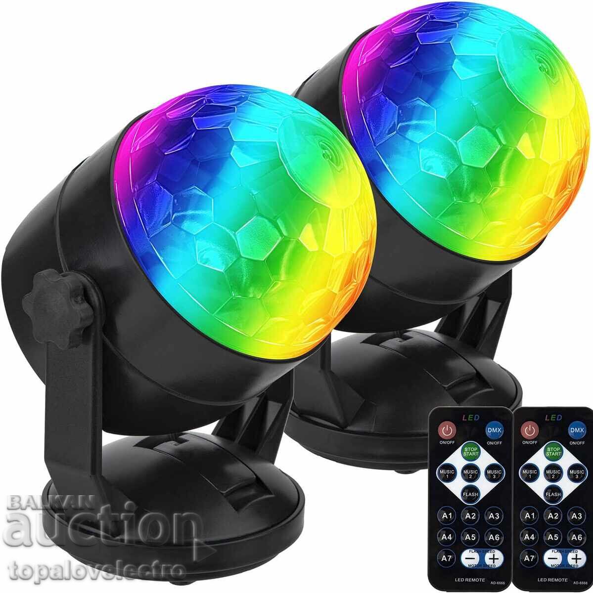 NOU! Set de 2 bucăți Lampă LED Disco cu telecomandă NOU! Set de 2 bucăți Lampă LED Disco cu telecomandă